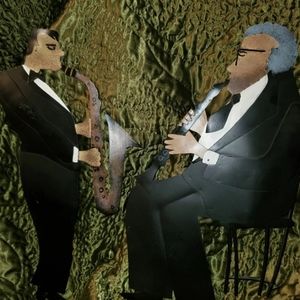 METAL WALL CARVING OF BLACL MUSICIANS 12" TALL